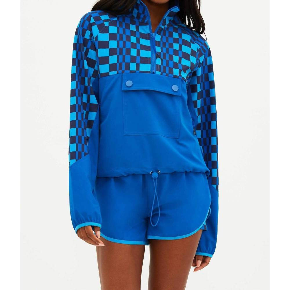 Beach Riot Blue Checkerboard Half-Zip Pullover Hoodie